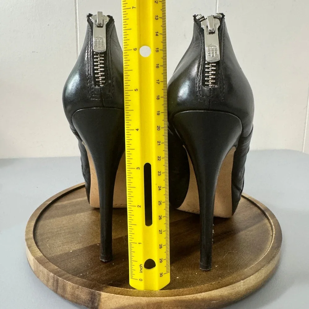 Vince Camuto Black Ruched Peep Toe Stiletto Heel Booties Ankle Boots Size 6.5